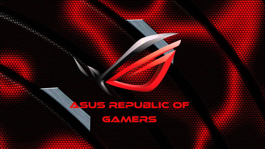 Asus Republic of Gamers Logo on Red and Black Mesh Background HD wallpaper