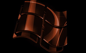 Windows 3D Glass Logo in Dark Brown and Black HD wallpaper