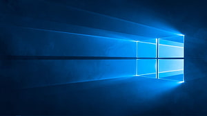 Windows 10 Default Blue Desktop Wallpaper with Glowing Light Rays HD wallpaper