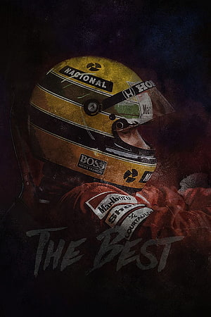 Ayrton Senna Legacy Portrait in Classic Lotus Racing Helmet and Suit HD phone wallpaper