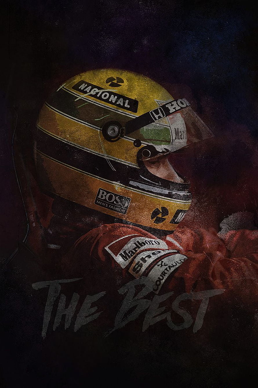 Ayrton Senna Legacy Portrait in Classic Lotus Racing Helmet and Suit HD phone wallpaper