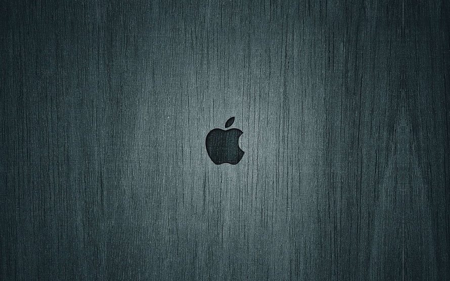 Apple Logo Centered on Dark Brushed Metal Texture HD wallpaper