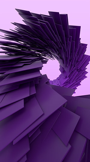 Abstract Purple Geometric Spiral 3D Render Wallpaper HD phone wallpaper