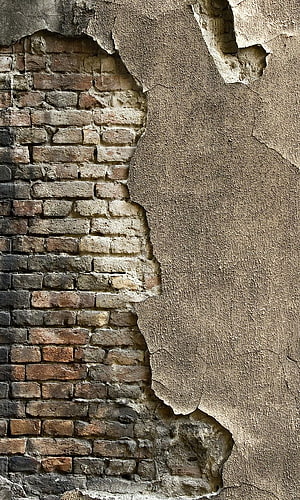 Weathered Brick Wall With Peeling Plaster Texture HD phone wallpaper