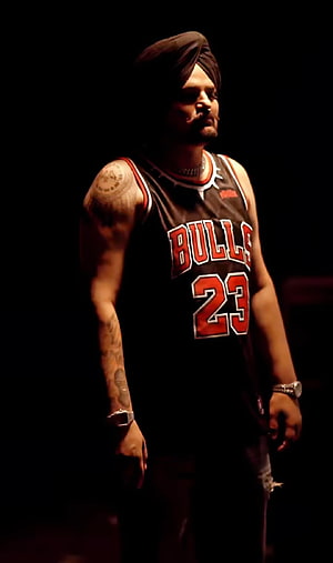 Sidhu Moosewala in Chicago Bulls Jersey with Turban and Tattoos HD phone wallpaper
