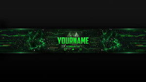 Green Neon Tech Gaming Banner Template With Circuit Board Background HD wallpaper