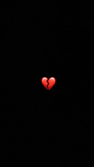 Minimalist Broken Heart Icon on Solid Black Background HD phone wallpaper