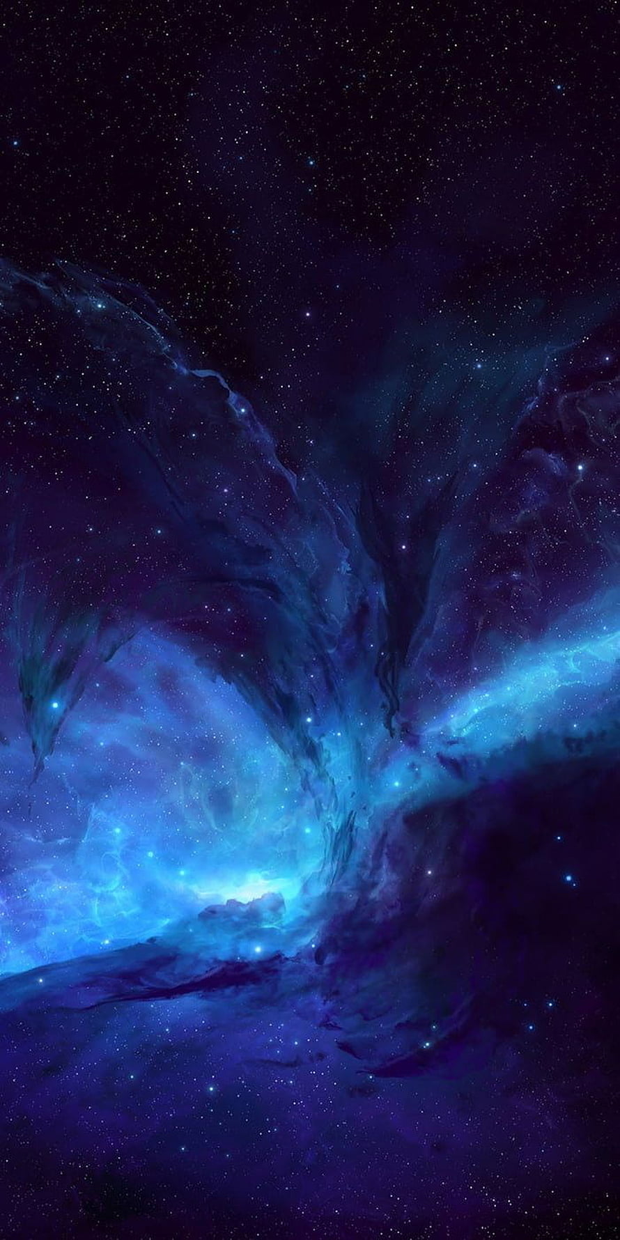 Vast Cosmic Nebula with Swirling Blue and Purple Gas Clouds in Deep Space HD phone wallpaper