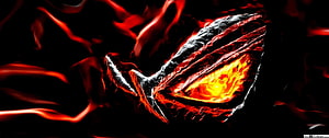 Asus ROG Eye Logo with Fiery Red Flames and Glowing Center HD wallpaper
