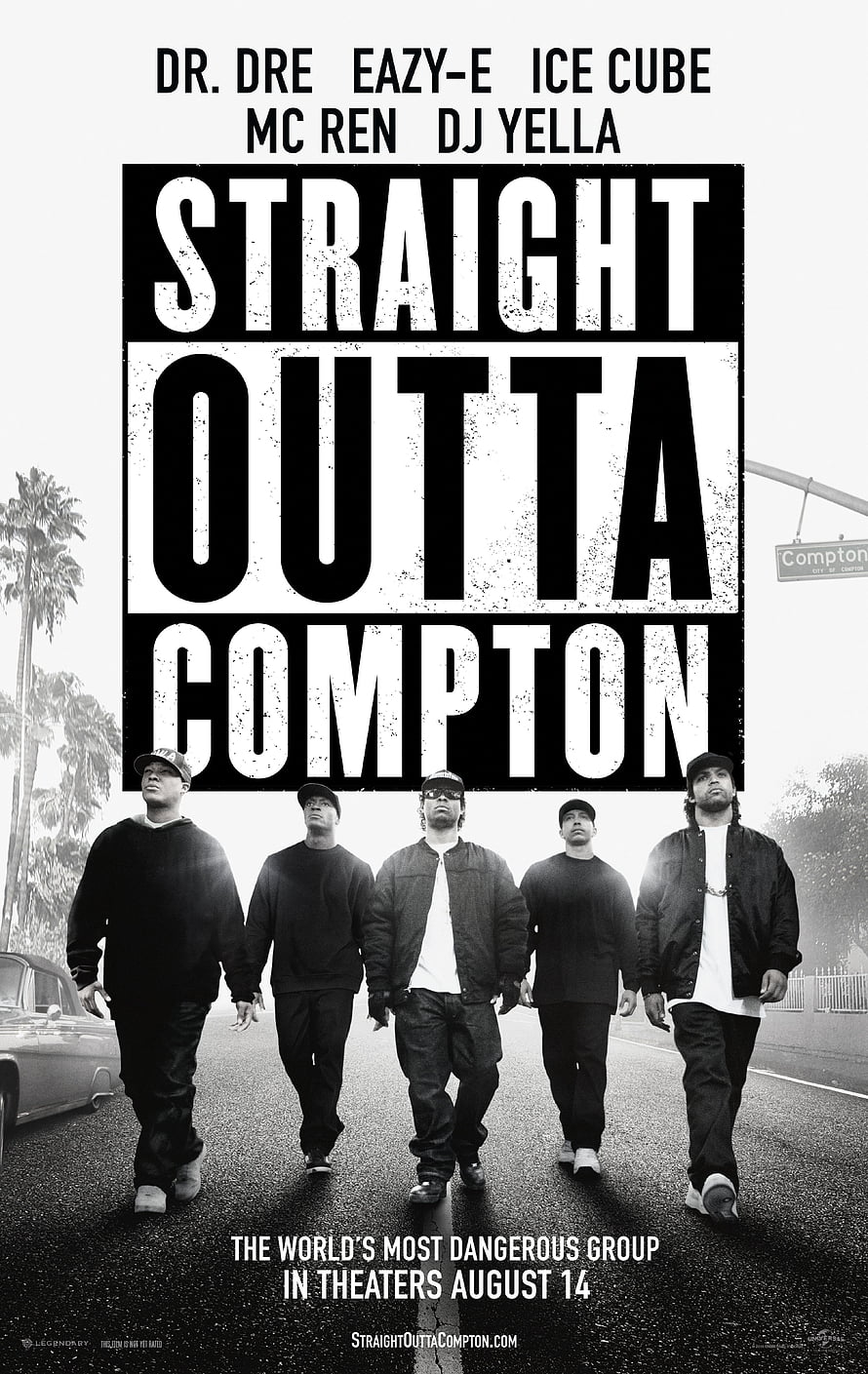 Straight Outta Compton Movie Poster Featuring NWA Members Walking Down Street HD phone wallpaper
