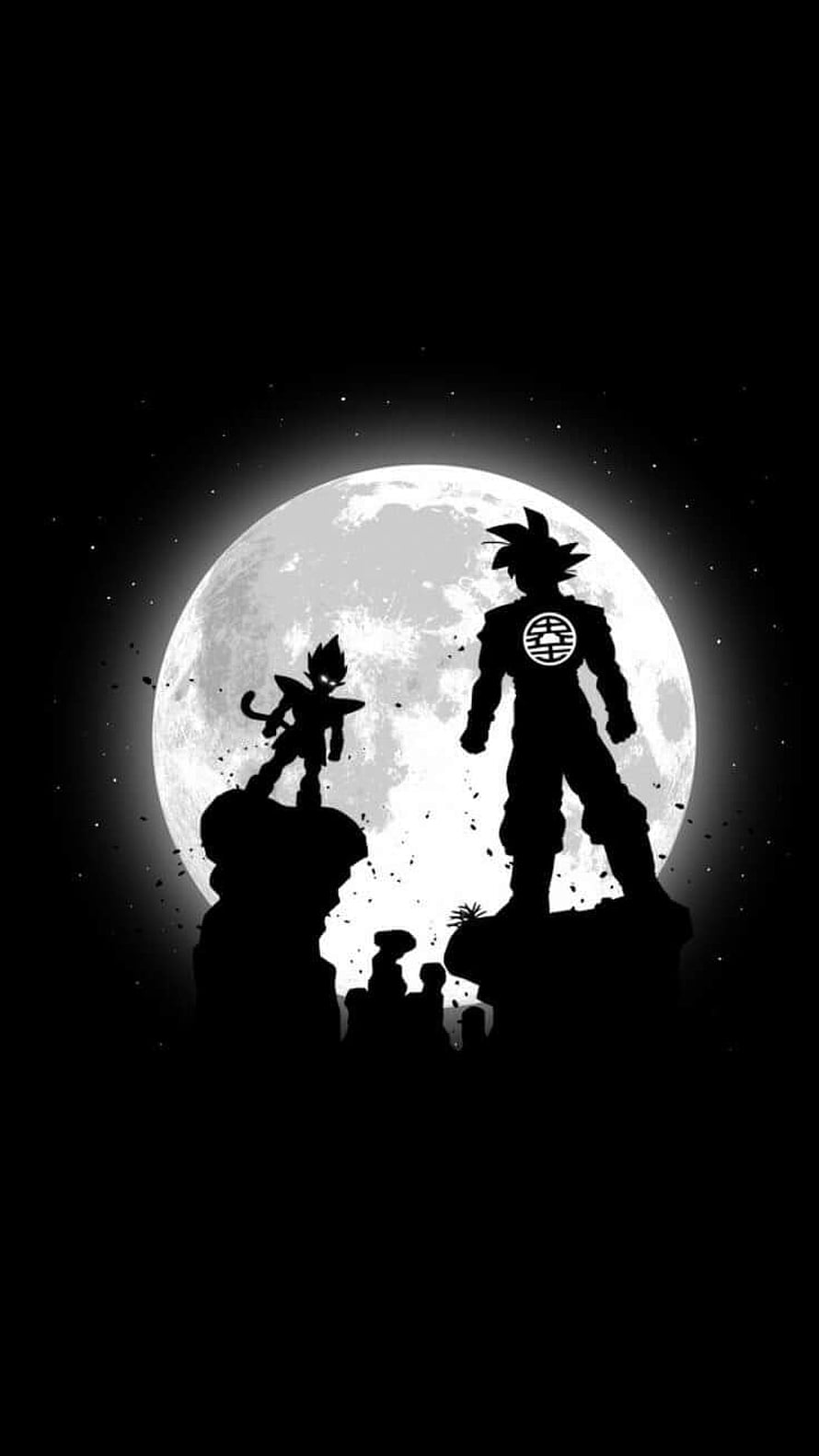 Goku and Super Saiyan God SS Goku Silhouette Against Full Moon HD phone wallpaper