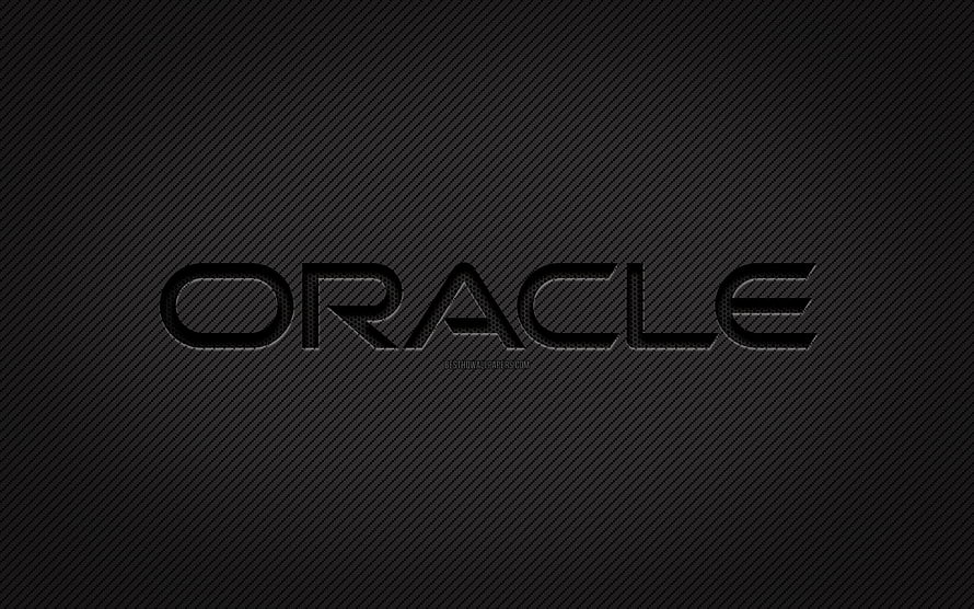 Oracle Carbon Fiber Logo on Dark Textured Background HD wallpaper
