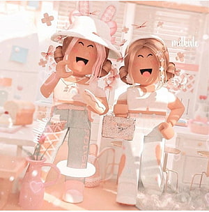 Roblox Best Friends in Pastel Bedroom with Hats and Accessories HD phone wallpaper