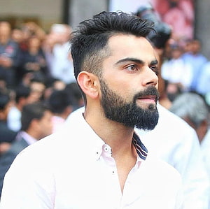Virat Kohli Portrait in White Shirt with Beard HD wallpaper