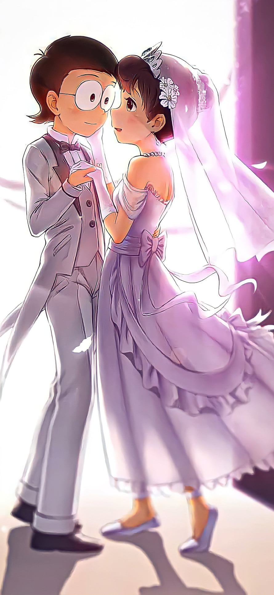 Nobita and Shizuka Wedding Anime Illustration HD phone wallpaper