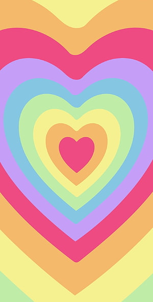 Pastel Rainbow Nested Hearts Minimalist Geometric Pattern HD phone wallpaper