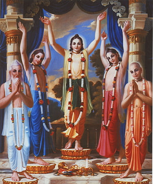 Krishna Janmashtami Celebration with Devotees and Sage Narada HD phone wallpaper