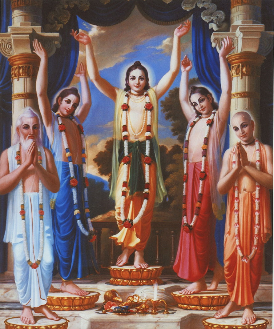 Krishna Janmashtami Celebration with Devotees and Sage Narada HD phone wallpaper