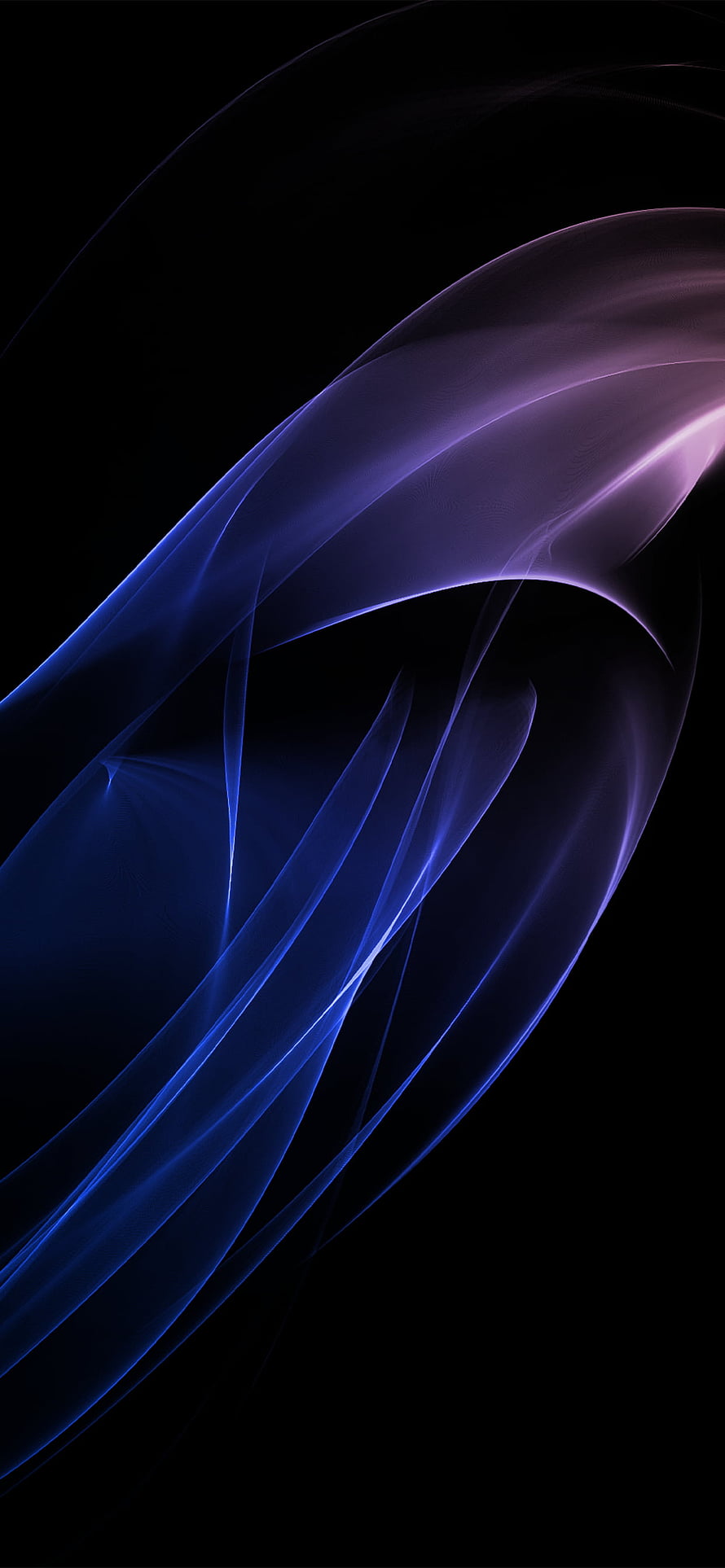 Abstract Flowing Ribbons in Blue and Purple on Black Background HD phone wallpaper