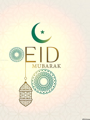 Eid Al Adha Mubarak Greeting Card With Crescent Moon, Star, and Ornate Lantern on Soft Pastel Background HD phone wallpaper