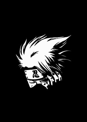Black and White Anime Ninja Character Silhouette Wallpaper HD phone wallpaper