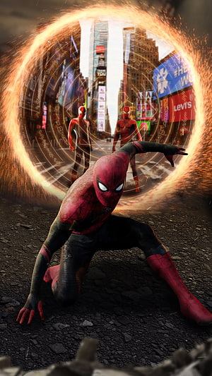 Spider-Man No Way Home Multiverse Portal Action Scene, Spider Man No Way Home, Spiderman, Marvel HD phone wallpaper