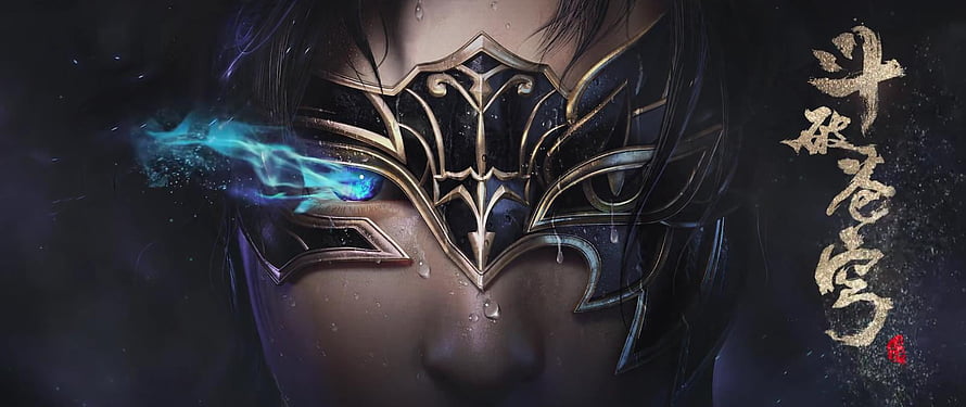 Douluo Dalu Character With Glowing Blue Eye And Ornate Golden Mask HD wallpaper