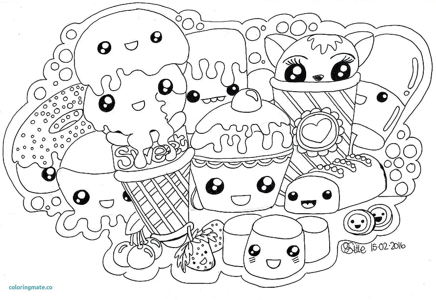 Kawaii Dessert Characters Kawaii Coloring Page HD wallpaper