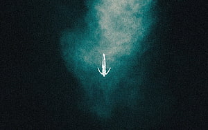 Ethereal figure floating in deep teal underwater darkness with soft light beam HD wallpaper
