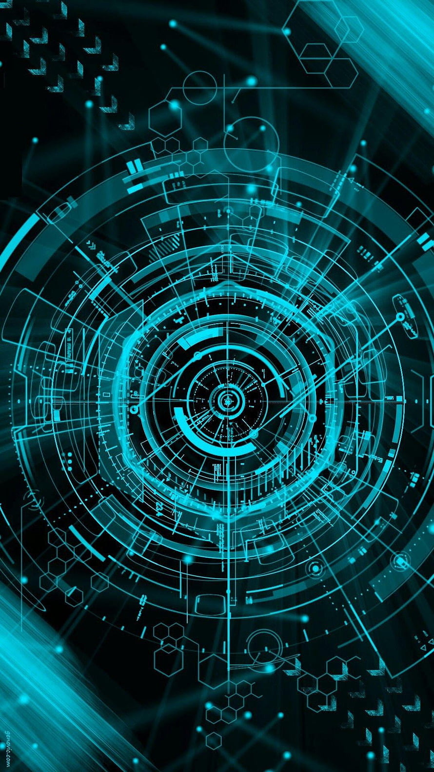 Futuristic Blue Holographic HUD Interface Abstract Technology Background HD phone wallpaper