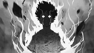 Shigeo Kageyama Unleashing Power in Mob Psycho 100 Black and White Anime Art HD wallpaper