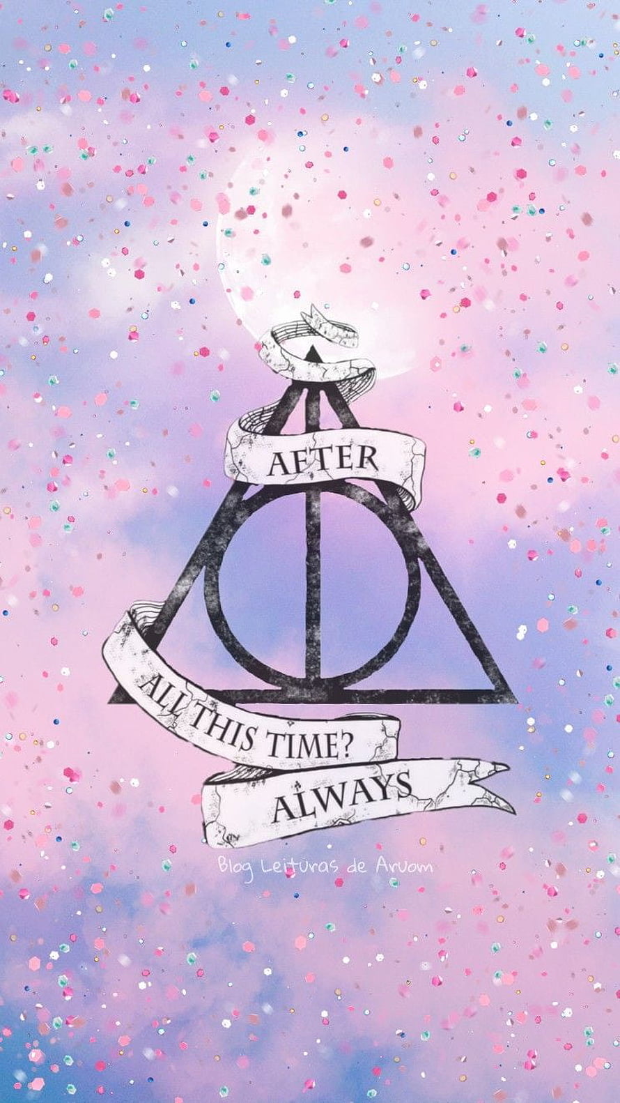 Harry Potter Deathly Hallows Symbol with After Always Quote on Pastel Watercolor Background HD phone wallpaper