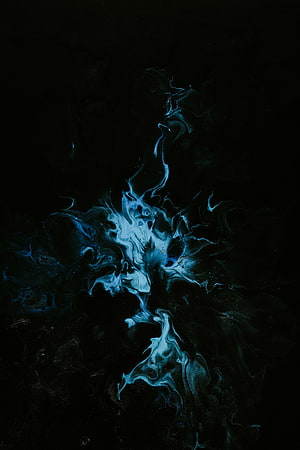 Ethereal Blue Ink Diffusion in Deep Black Abstract Fluid Art HD phone wallpaper