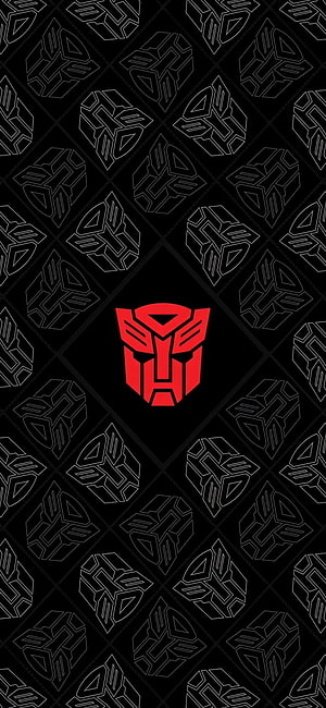 Transformers Autobot Emblem on Black Geometric Pattern Background HD phone wallpaper