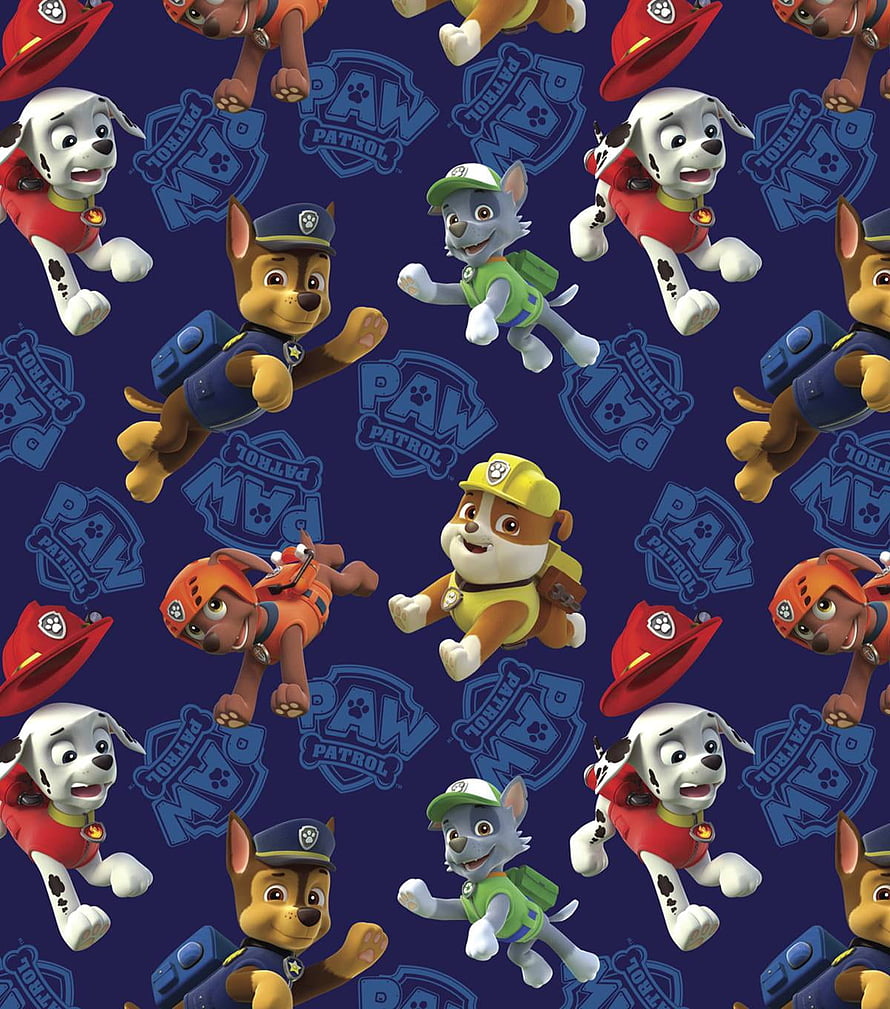 Paw Patrol Puppy Squad Repeating Pattern on Navy Blue Background HD phone wallpaper