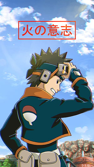 Naruto Obito Uchiha Anime Character Looking Through Binoculars Under Blue Sky HD phone wallpaper