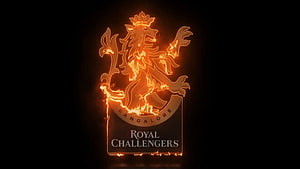 Royal Challengers Bangalore Glowing Neon Logo with Fiery Lion Emblem HD wallpaper