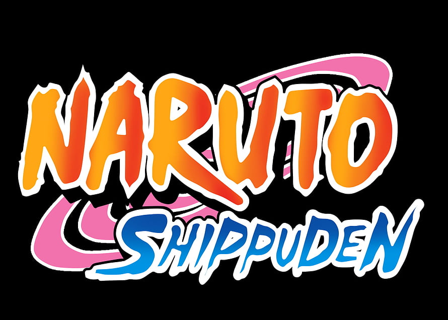 Naruto Shippuden Official Logo with Vibrant Orange and Blue Lettering on Black Background HD wallpaper