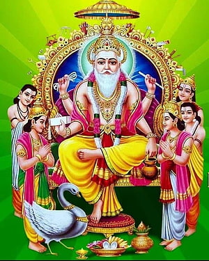 Brihaspati Hindu God of Wisdom and Guru of Devas with Swan Vahana HD phone wallpaper