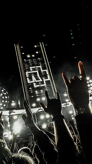 Rammstein Live Concert Crowd With Raised Hands and Stage Logo HD phone wallpaper