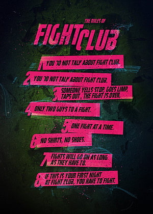 Fight Club Rules Typography Poster with Pink Text on Dark Background HD phone wallpaper
