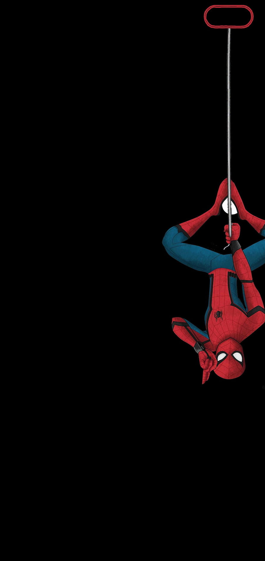 Spider-Man Hanging Upside Down on Web Against Black Background, Sp For Galaxy S10 Plus, Samsung Galaxy S10 Plus HD phone wallpaper