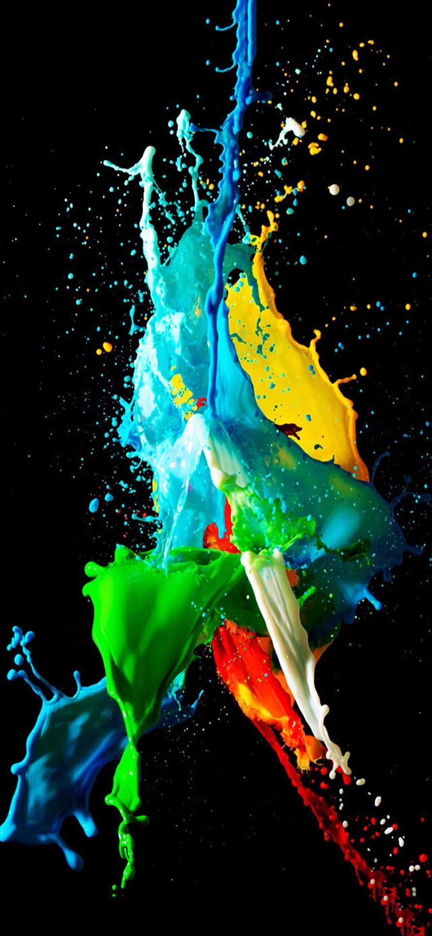Vibrant Multicolor Paint Splash Explosion on Black Background HD phone wallpaper
