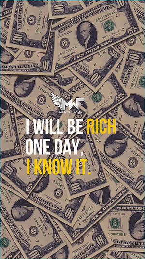 Motivational Quote About Future Wealth Over Scattered Ten Dollar Bills HD phone wallpaper