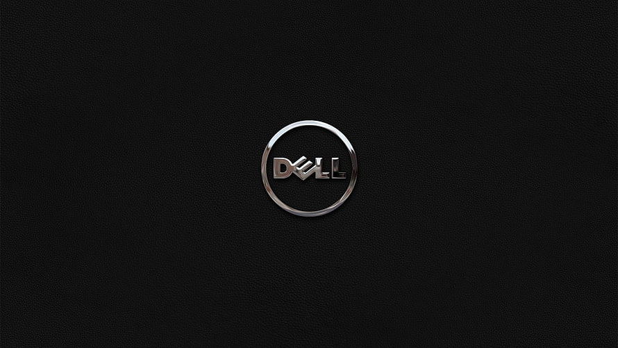 Sleek Silver Dell Logo Emblem on Dark Textured Background HD wallpaper
