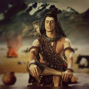 Mahadev Shiva Meditating with Cobra and Rudraksha Beads in Himalayan Landscape HD phone wallpaper