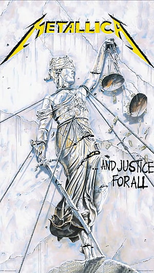 Metallica And Justice For All Album Cover Art Featuring Lady Justice Statue HD phone wallpaper
