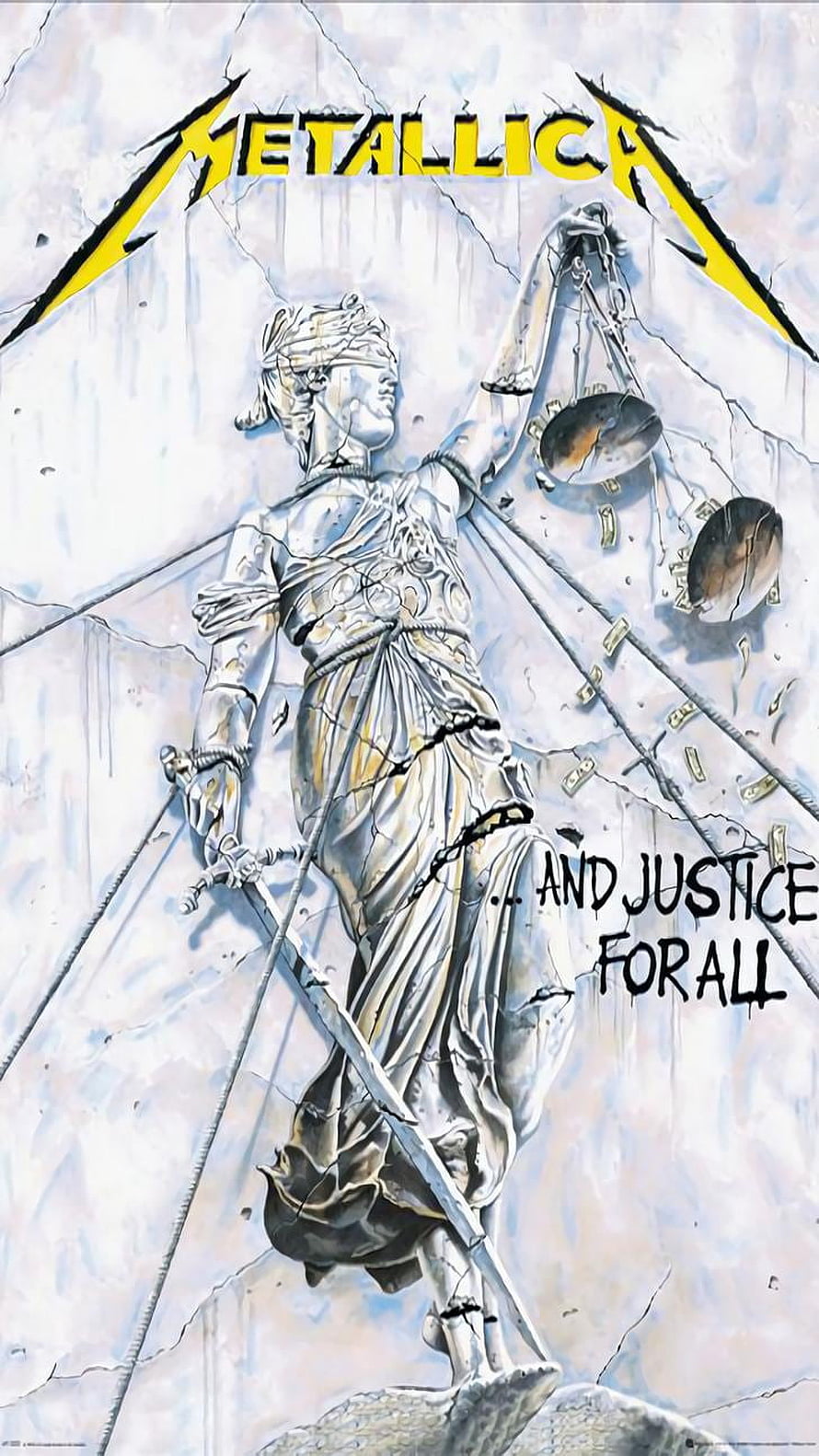 Metallica And Justice For All Album Cover Art Featuring Lady Justice Statue HD phone wallpaper