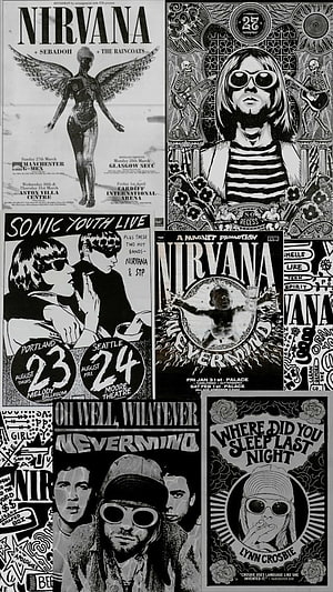 Nirvana and Sonic Youth Vintage Concert Poster Collage HD phone wallpaper