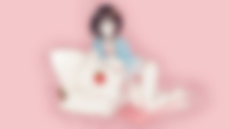 Cute Anime Girl Sitting on a Giant White Cat with Pink Background HD wallpaper